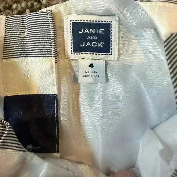 Girls Janie and Jack Blue Belle White Striped Organza Dress Size 4 - Picture 3 of 4